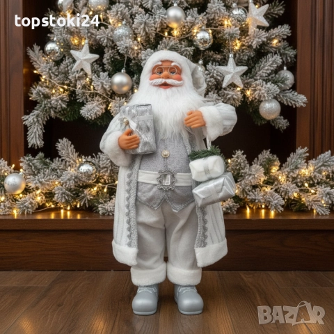 Дядо Коледа в сребристо – празнична фигура, която носи магия и уют у дома (50 / 70 см), снимка 6 - Други стоки за дома - 52681165
