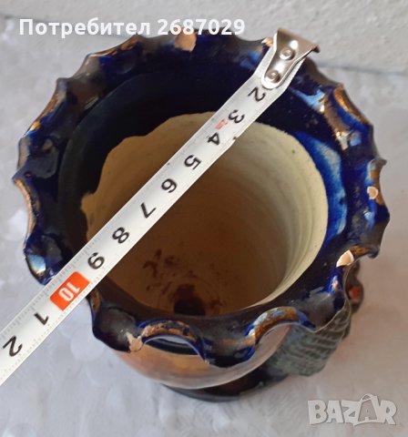 Голяма стара красива керамична ваза бонбониера със сърна, снимка 8 - Статуетки - 34871280