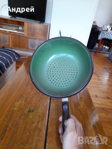 Стара емайлирана цедка,гевгир #9, снимка 2 - Други ценни предмети - 37097772