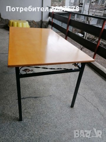 Трапезна маса от ковано желязо, дърво метал , снимка 3 - Маси - 33280113