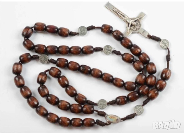 Стара християнска молитвена броеница метал и дърво за да ви пази Бог и закриля , снимка 2 - Антикварни и старинни предмети - 52542629