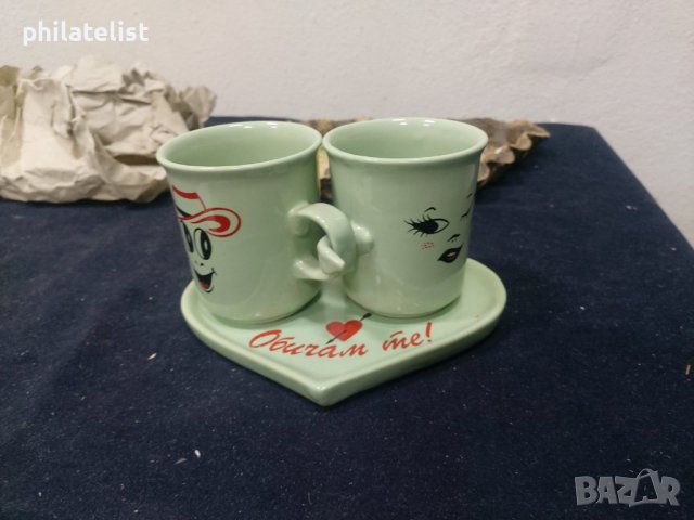 Комплект - 2 чаши и чинийка, снимка 2 - Сервизи - 40699784