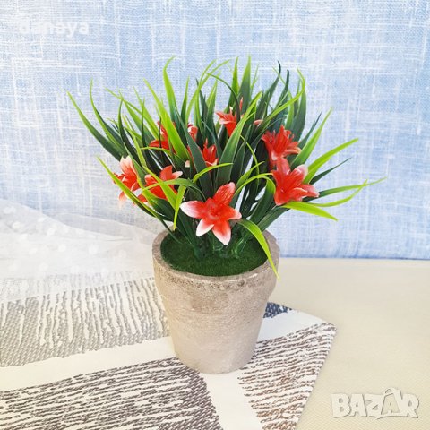 3102 Мини декорация Изкуствени цветя в саксия, 16 cm, снимка 2 - Декорация за дома - 38250524