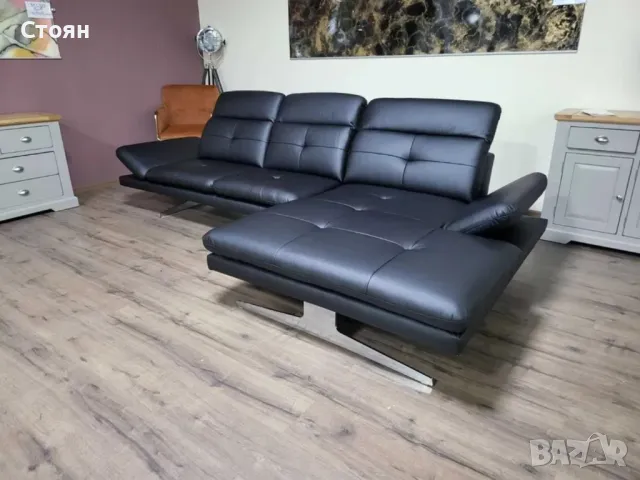 ПРОМОЦИЯ!!! Черен кожен ъглов диван "DANA", снимка 7 - Дивани и мека мебел - 48306668