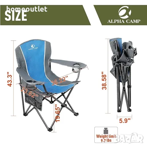 ПРОМОЦИЯ Сгъваем къмпинг стол ALPHA CAMP E01CC010100302, снимка 3 - Къмпинг мебели - 49544817