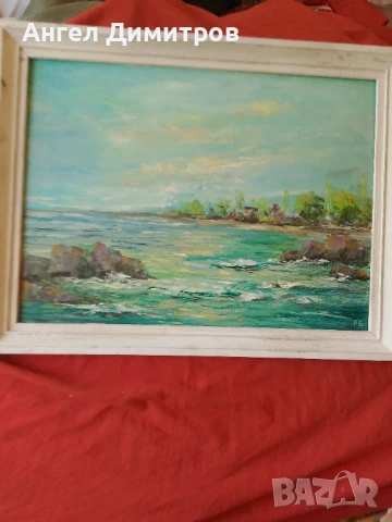 Маслена картина подписана картина , с дървената рамка , 45-35 см , кориф