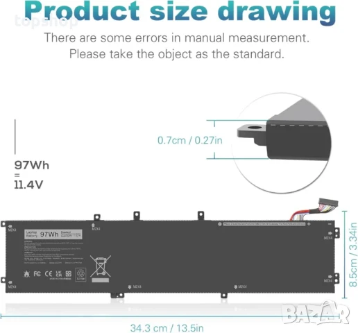 НОВА батерия m2x4  Батерия за Dell XPS 15 9560 9570 9550 7590 P56F P56F001 P56F002 Precision и други, снимка 3 - Батерии за лаптопи - 50525095