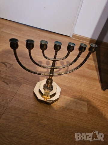 Голям бронзов свещник ханука  МЕНОРА  28х 29см. - еврейски седемсвещник - внос от Израел, Йерусалим