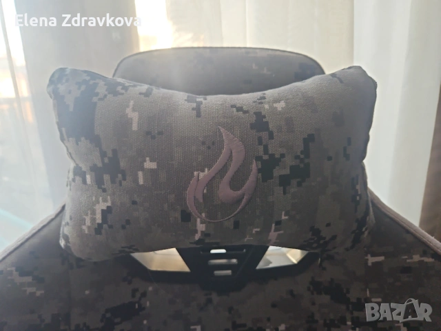 Геймърски/офис стол с възглавничка – камуфлажен (сив), снимка 2 - Столове - 53161565