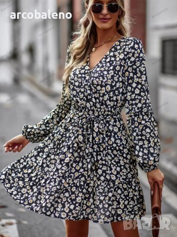 Дамска рокля с V-образно деколте, 4цвята, снимка 12 - Рокли - 39660493