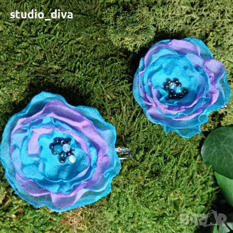 Обеци цветя, снимка 3 - Обеци - 52284353