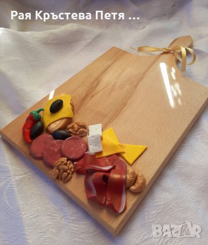 Дъска с мезета от полимерна глина + Свещ Бира или Вино, снимка 7 - Декорация за дома - 35561813