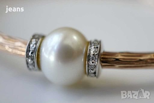 Стомана, сребро, перла с диаманти, снимка 5 - Гривни - 28071155