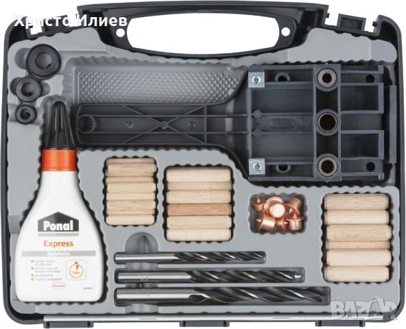 Универсален комплект за поставяне на дюбели дибли с аксесоари Wolfcraft, снимка 2 - Други инструменти - 53454279