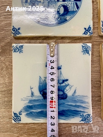 Комплект винтидж керамични плочки в стил Delft Blue, Нидерландия, снимка 4 - Антикварни и старинни предмети - 52790514