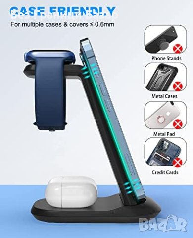 Ново Безжично Зарядно 3 в 1 Стойка 18W Бързо за iPhone, iWatch, AirPods, снимка 6 - Аксесоари за Apple - 43668976