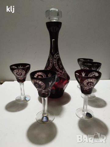 Кристални чаши с графа цветен червен кристал , снимка 12 - Колекции - 44018929