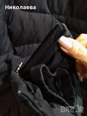 Черна шуба със средна дължина и висока яка,L/XL, снимка 3 - Якета - 43146314