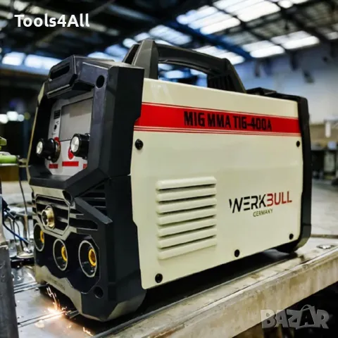 Инверторен телоподаващ апарат с електрожен WERKBULL 400А + Соларни очила, снимка 5 - Други инструменти - 49557532