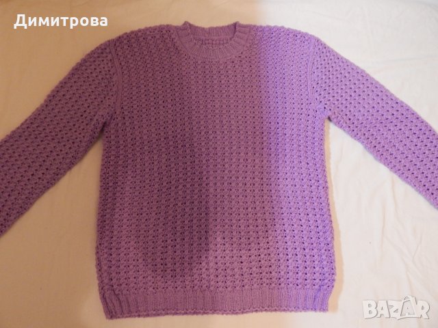 Лилава блуза- ръчно плетиво Л размер, снимка 2 - Блузи с дълъг ръкав и пуловери - 27306342