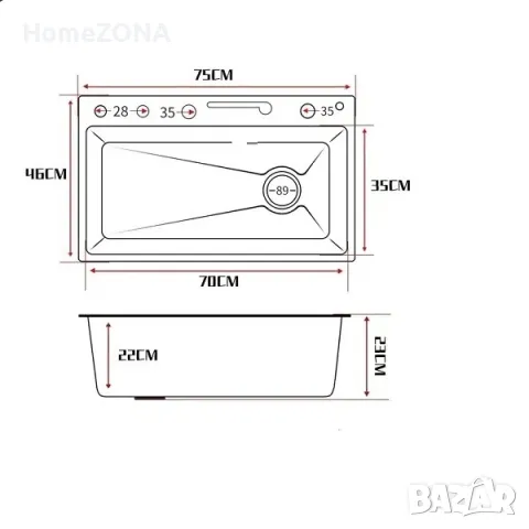Мивка за кухня Spark 12, пиано бутони, двоен водопад, хром, снимка 3 - Мивки - 49445687