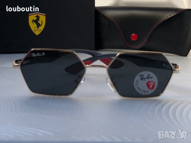Ray Ban Ferrari мъжки слънчеви очила осмоъгълни с поляризация, снимка 10 - Слънчеви и диоптрични очила - 52916045