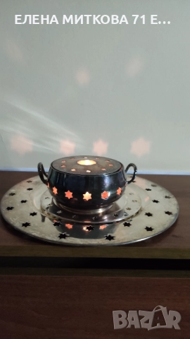 Старинен дебело посребрен комплект от 3 части-съд за подгряване и два подноса, снимка 2 - Антикварни и старинни предмети - 52377070