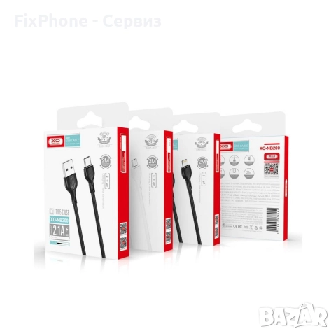 Кабел USB - Lightning, XO NB200 2.1A 2м в кутия, Черен , снимка 2 - USB кабели - 52575651
