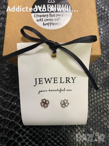 Тотална разпродажба - 50% Сребърни обеци "Love Clover", снимка 2 - Обеци - 35499389