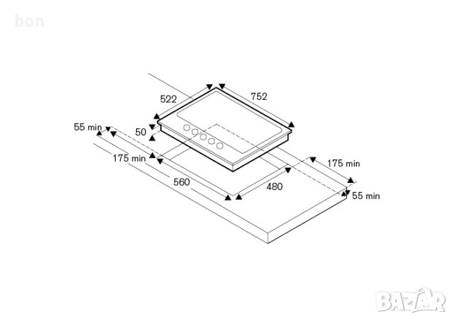 Газов котлон за вграждане LA GERMANIA P7101D9X, снимка 3 - Котлони - 43396026