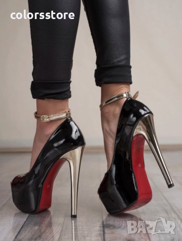 Обувки на ток - черно със златисто - 73, снимка 3 - Дамски обувки на ток - 35678006