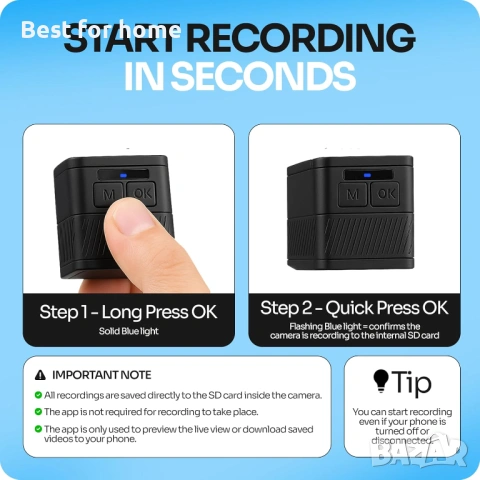 TIROL SUPPLIES Ултралека екшън камера | 170° широкоъгълна, снимка 5 - Други - 53204580