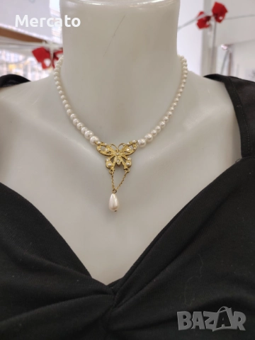 Колие перли  с пеперуда АРТ №106 