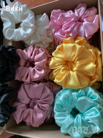 Скрънчета Скрънче Скрънчи за коса ластици за коса сатен, снимка 4 - Аксесоари за коса - 32639504