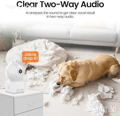 Нова WiFi охранителна камера с двупосочно аудио, 2K HD и интелигентно проследяване, снимка 7 - IP камери - 49923238