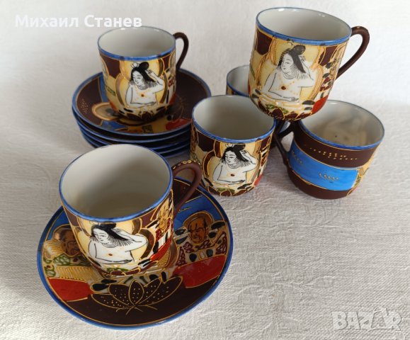 Японски Moriage сервиз за зелен чай / кафе от костен порцелан