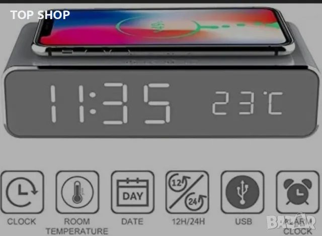 Цифров будилник,зарядно,LEDдисплей за iPhone X/XS/XR, iPhone 8, Galaxy S8/S7/S6 и други, снимка 5 - Apple iPhone - 48927099