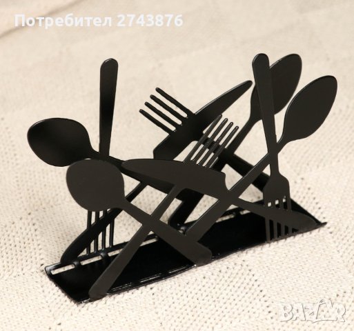 Mетален сaлфетник вилица и лъжица ,Черен, снимка 5 - Аксесоари за кухня - 43831701