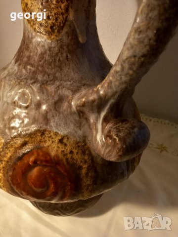 Немска керамична кана ваза ръчна изработка , снимка 6 - Вази - 35355412