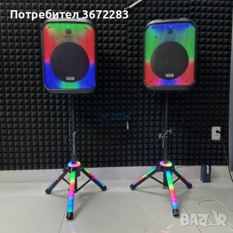 Bluetooh Karaoke Speaker NDR 102B - Красив LED високоговорител със 7 режима; 2 години гаранция, снимка 2 - Караоке - 44864186