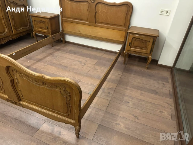 Kомплект масивни дъбови мебели за спалня стил Louis XV, снимка 2 - Спални и легла - 53137244