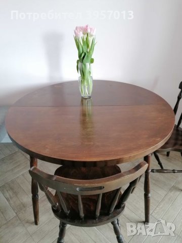 Трапезна дървена маса с 6 бр. столове, снимка 1 - Маси - 43893723