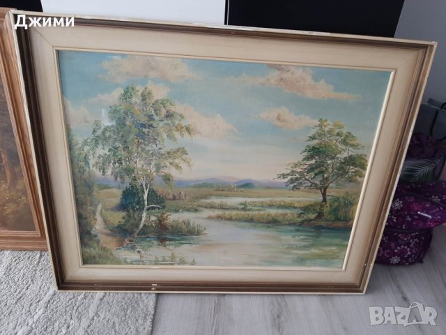голяма красива маслена картина, снимка 2 - Антикварни и старинни предмети - 40635464