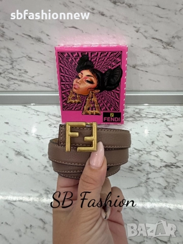 Fendi кафяв колан естествена кожа с точици по катарамата