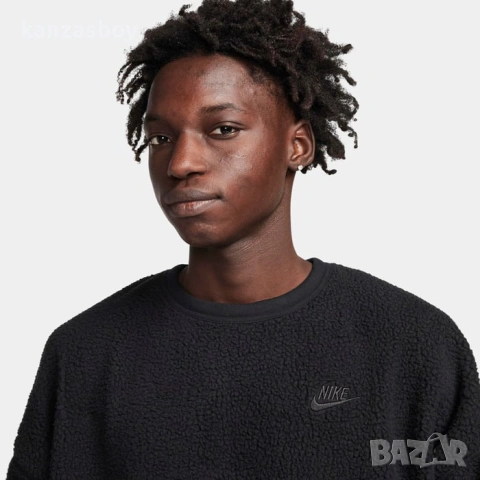 Nike Club Fleece Men's Winterized Crew - мъжка шерпа блуза С, снимка 2 - Спортни дрехи, екипи - 53180087