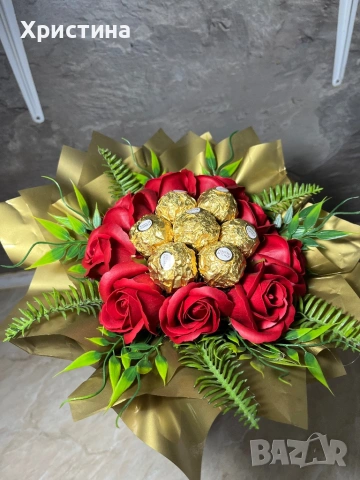 Букет за свети Валентин , снимка 13 - Ръчно изработени сувенири - 53268345
