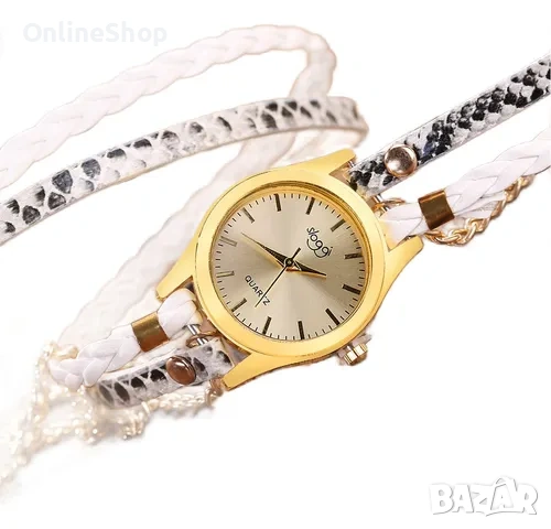 Дамски преплетен часовник , Бял ,Златен, снимка 2 - Дамски - 53387643