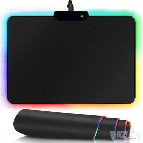 Подложка за мишка RGB LED, 7 цвята, 4 програми.35х255х0.3 cm, Кабел около175 см, снимка 2 - Клавиатури и мишки - 36558203