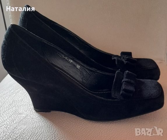 Обувки на платформа от естествен велур , снимка 3 - Дамски елегантни обувки - 36567458