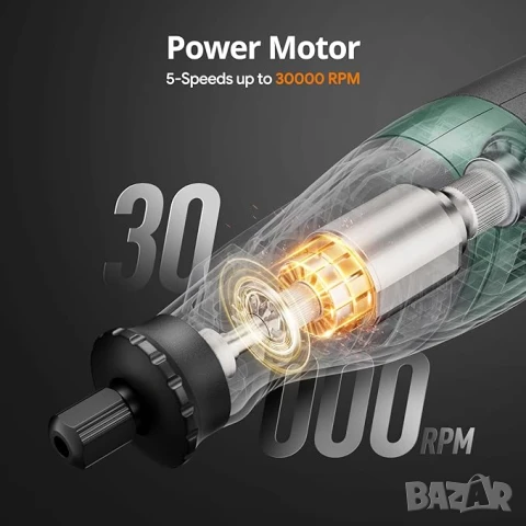 Bезжичен мултишлайф DEPSTECH, 127 части, ротационен инструмент с 5 скорост 30000 об/мин, снимка 2 - Други инструменти - 51060113